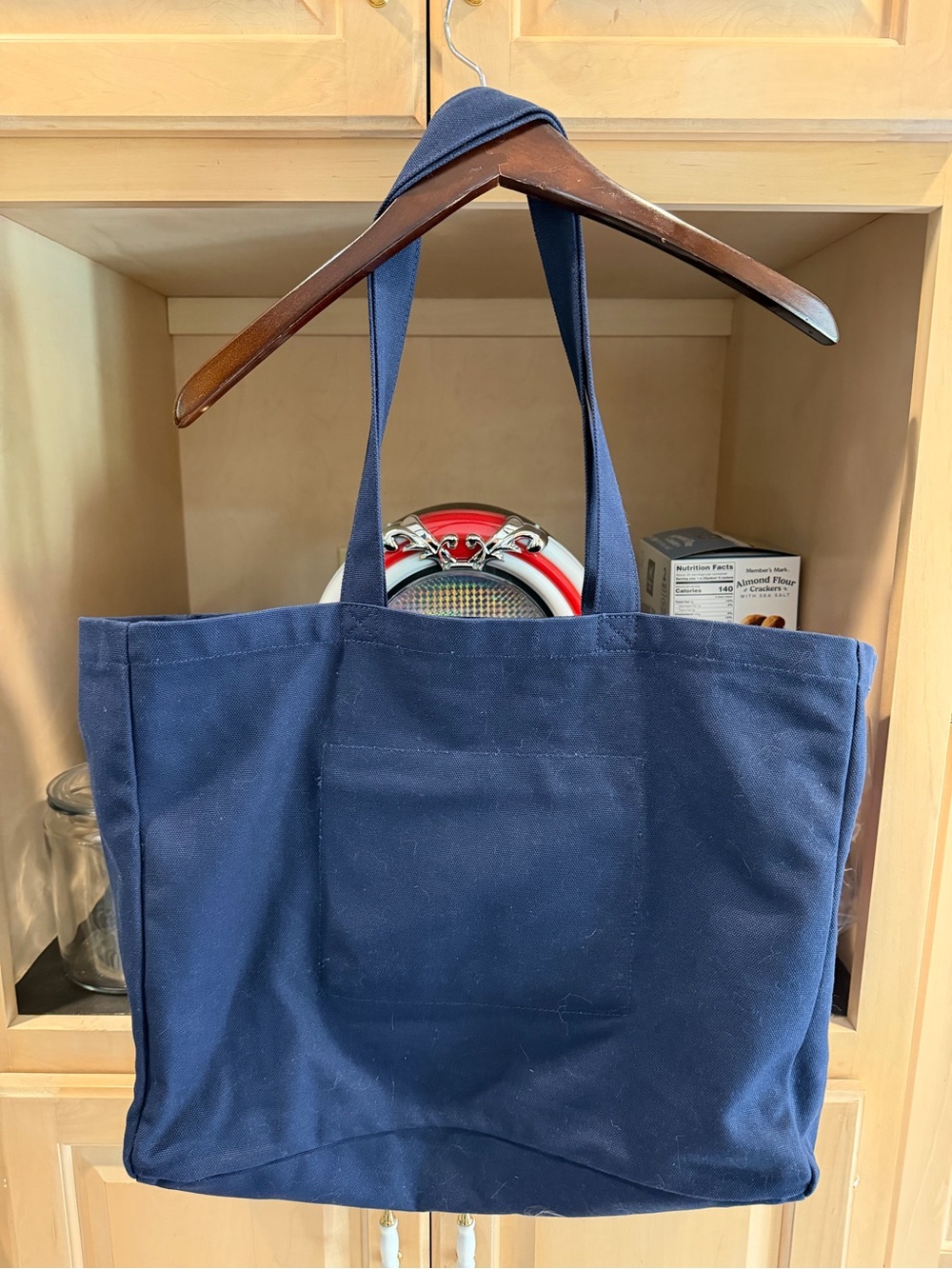 Polo by Ralph Lauren XL Navy Blue Canvas Tote with Script Logo - Picture 4 of 6